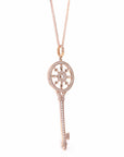 Baikalla Jewelry Gold Jade Necklace Baikalla 18k Rose Gold Zircon Key Necklace