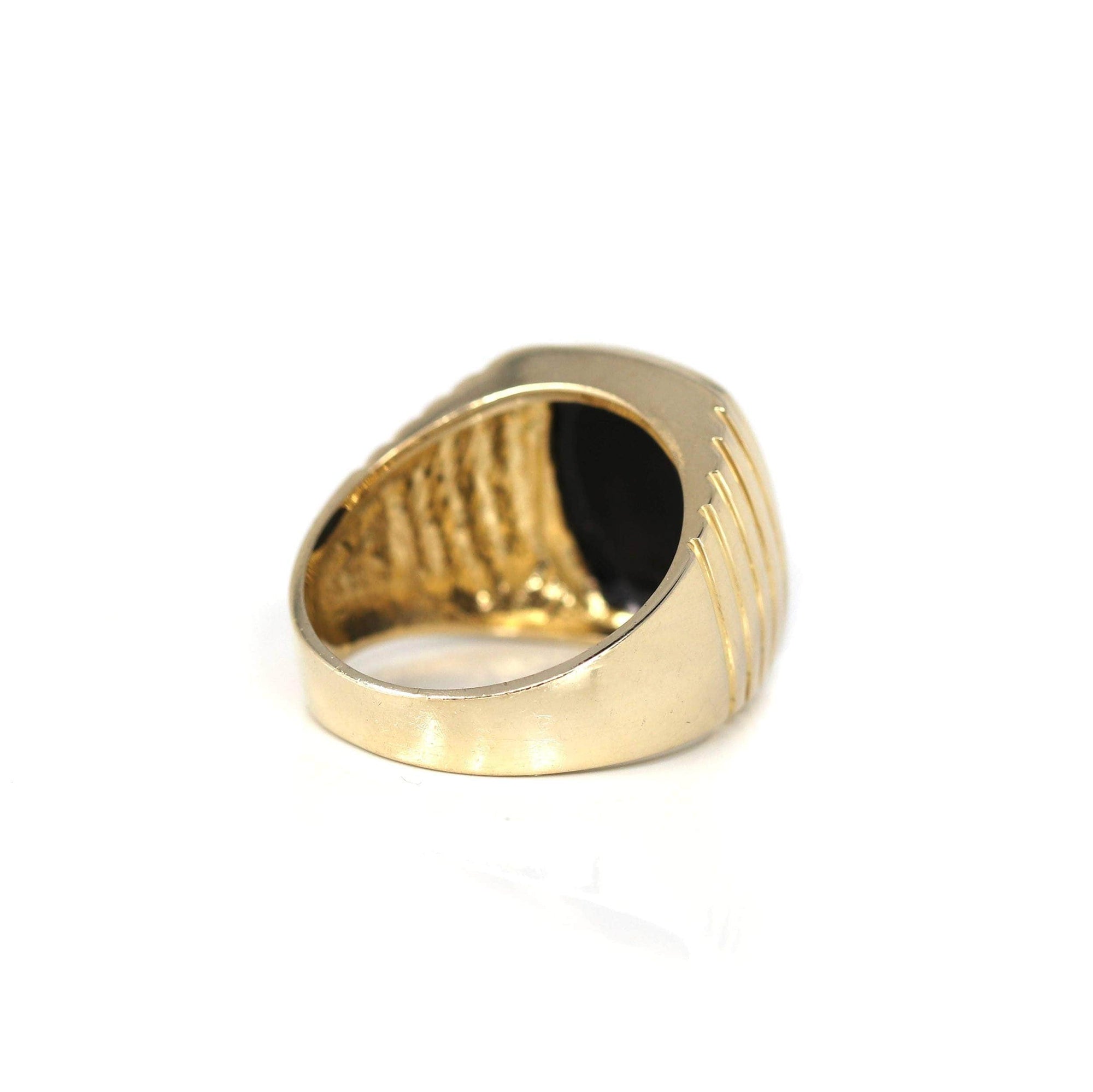 Baikalla Jewelry Gold Onyx Men's Ring 14k Yellow Gold Black Onyx Men's Ring