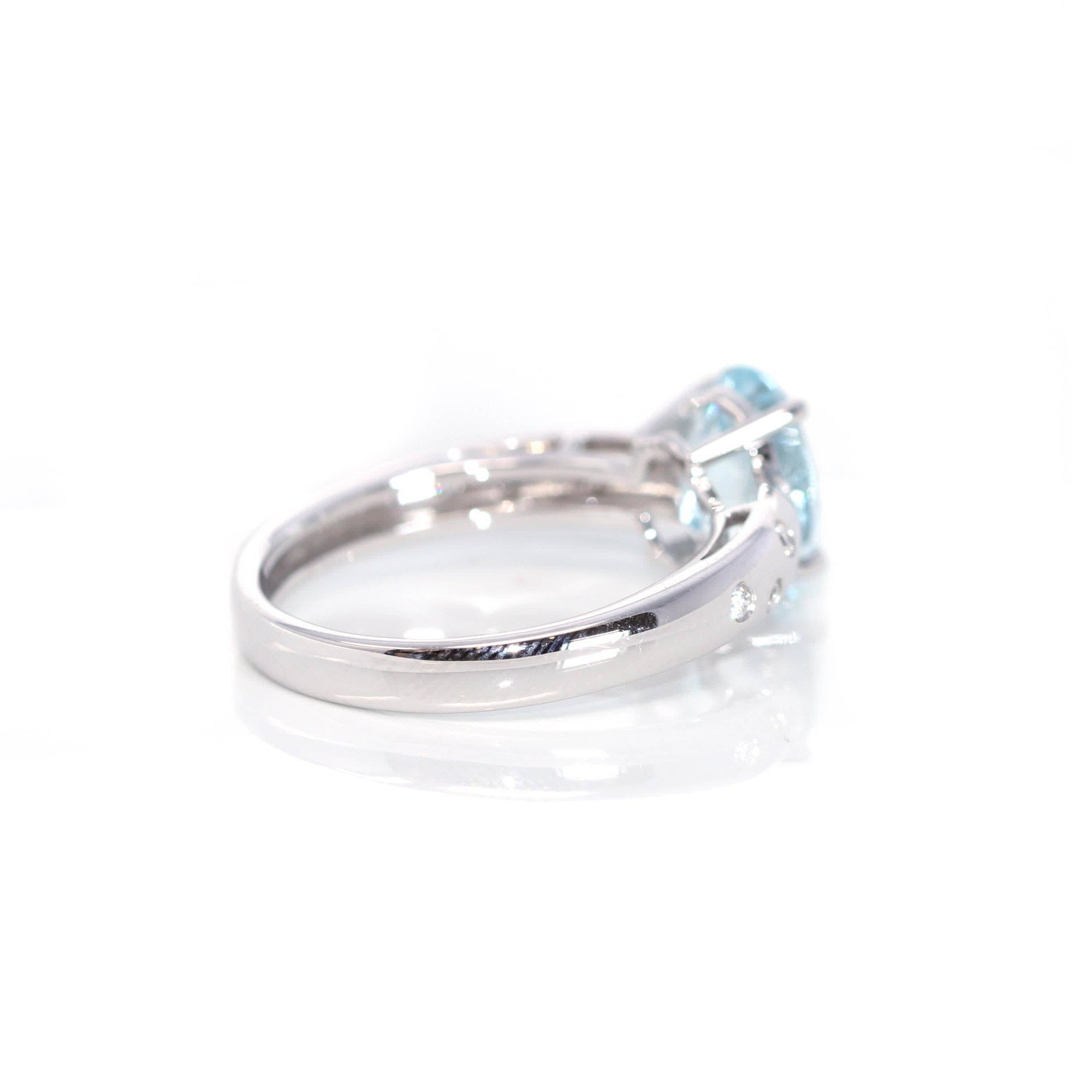 Baikalla Jewelry Gold Aquamarine Ring 14k White Gold Natural Oval Aquamarine Diamond Anniversary Ring