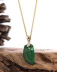 Baikalla Jewelry Jade Pendant 14k Yellow Natural Jadeite "Longevity Peach" ShouTao Necklace With Diamond Bail