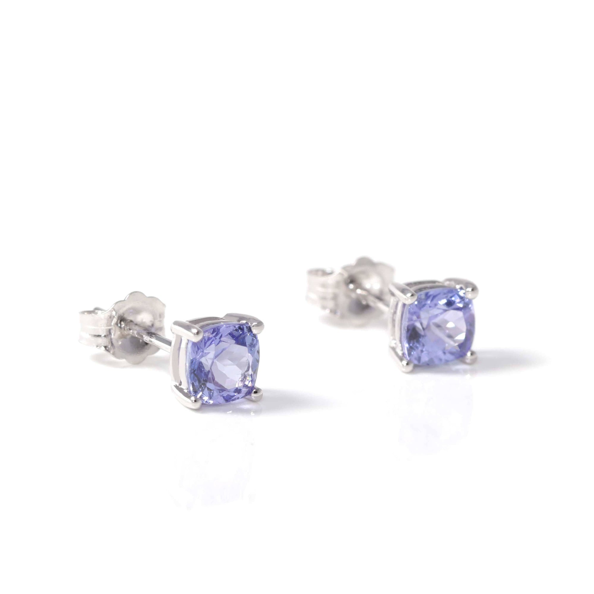 Baikalla Jewelry Gold Gemstone Earrings Purple Tanzanite Baikalla™ 14k White Gold Natural Tanzanite 4 Prong Set Earrings