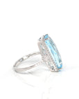 Baikalla Jewelry Gold Topaz Ring 14k White Gold Genuine Swiss Blue Topaz Ring with Diamonds