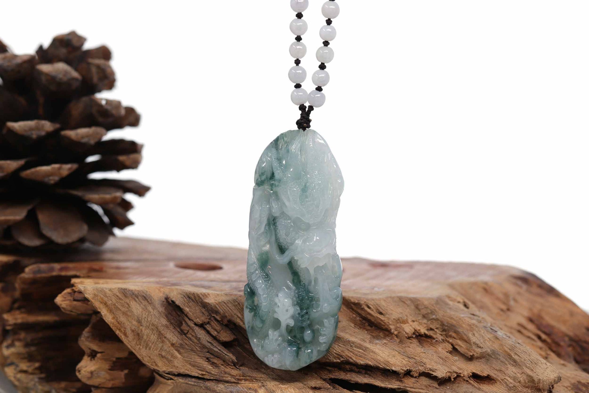 Baikalla Jewelry Jade Carving Necklace Baikalla™ "Soaring dragon" Natural Jadeite Jade Blue Green Pendant Necklace For Men, Collectibles