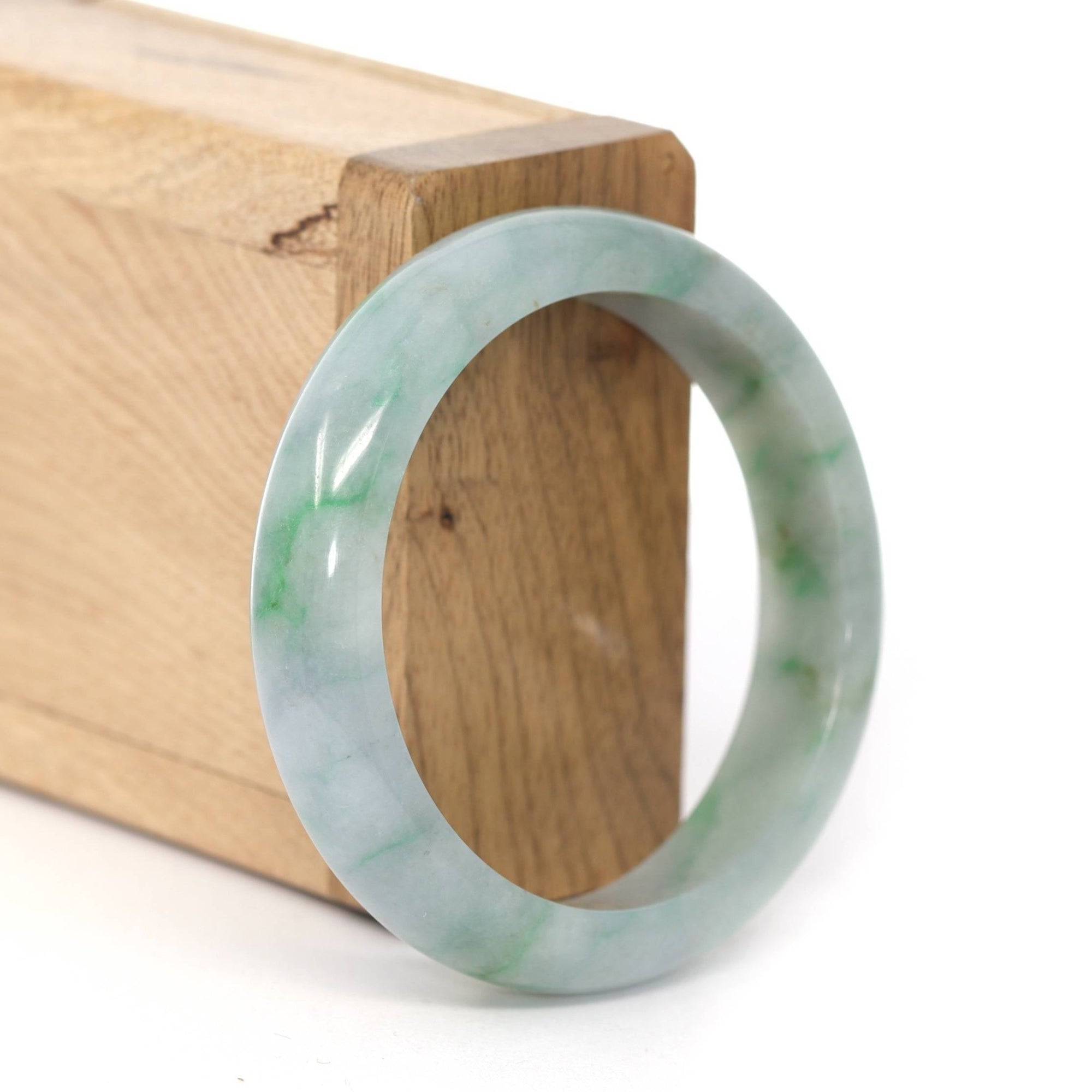 Baikalla Jewelry Jadeite Jade Bangle Bracelet Baikalla &quot;Classic Bangle&quot; Blue Green Natural Burmese Jadeite Jade Bangle ( 52.58 mm ) 