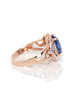 Baikalla Jewelry Gold Sapphire Ring 18k Rose Gold Lab-Created Blue Sapphire Ring With CZ