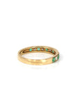 Baikalla Jewelry Gold Emerald Ring 18k Yellow Gold Natural Emerald Seven Stones Set Band Ring with Diamonds