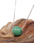 Baikalla Jewelry Jade Pendant Necklace Baikalla™ "Good Luck Button" Necklace Real Blue-Green Jade Lucky TongTong Pendant Necklace