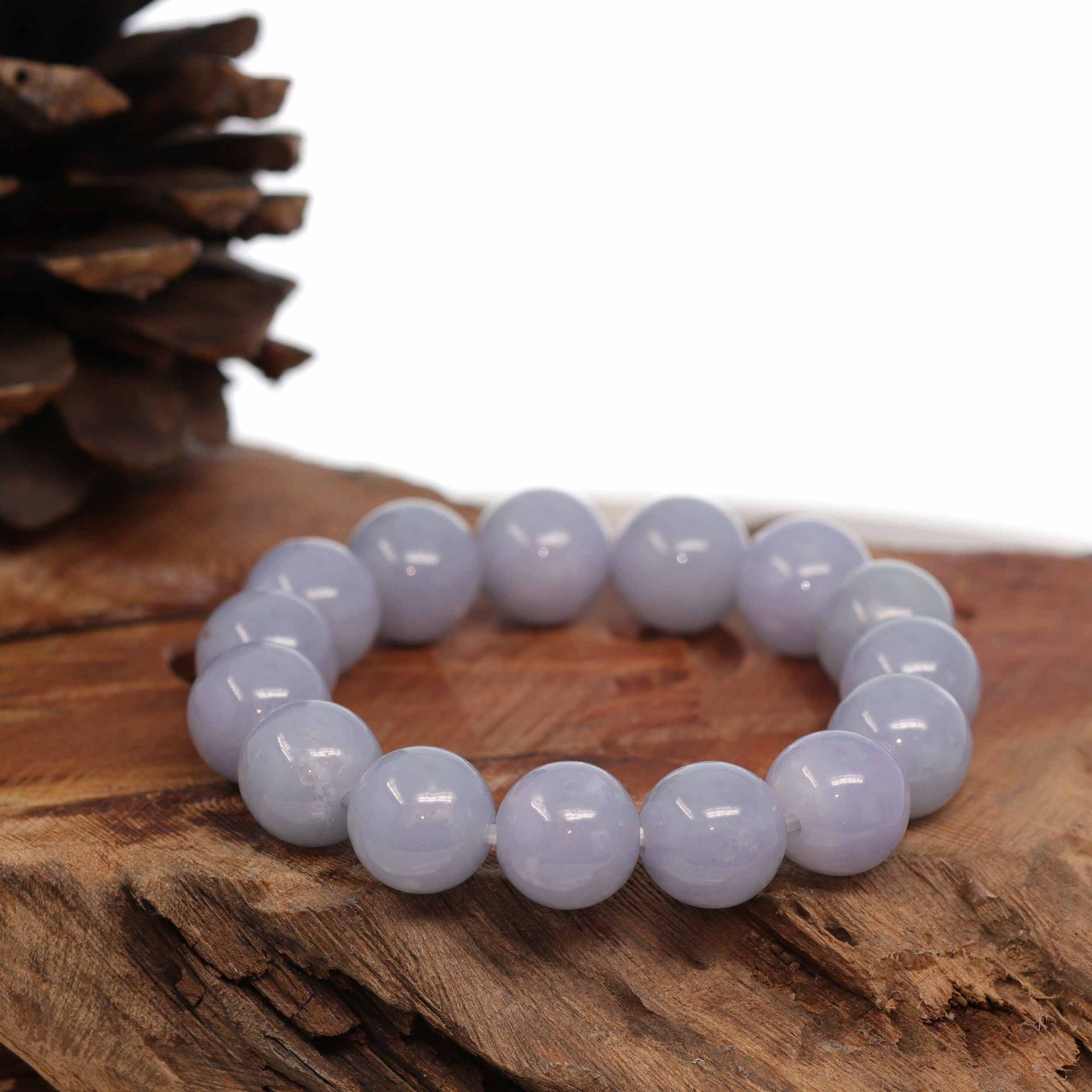 Baikalla Jewelry jade beads bracelet Jadeite Jade 13mm Round Purple Lavender Beads Bracelet ( 13 mm ) For Men