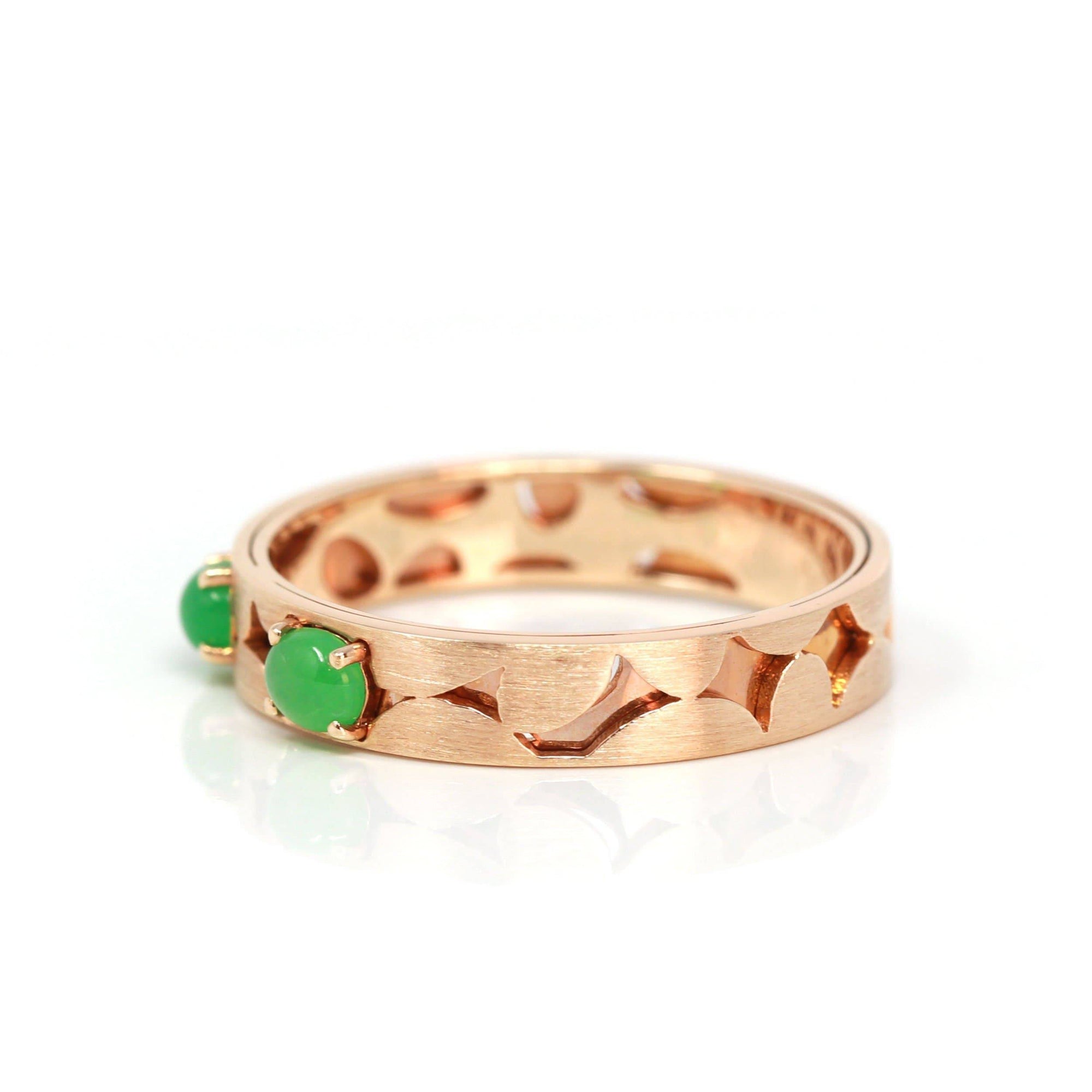 Baikalla Jewelry Jadeite Engagement Ring Baikalla™ "Orla" 18k Rose Gold Natural Imperial Jadeite Wedding Band