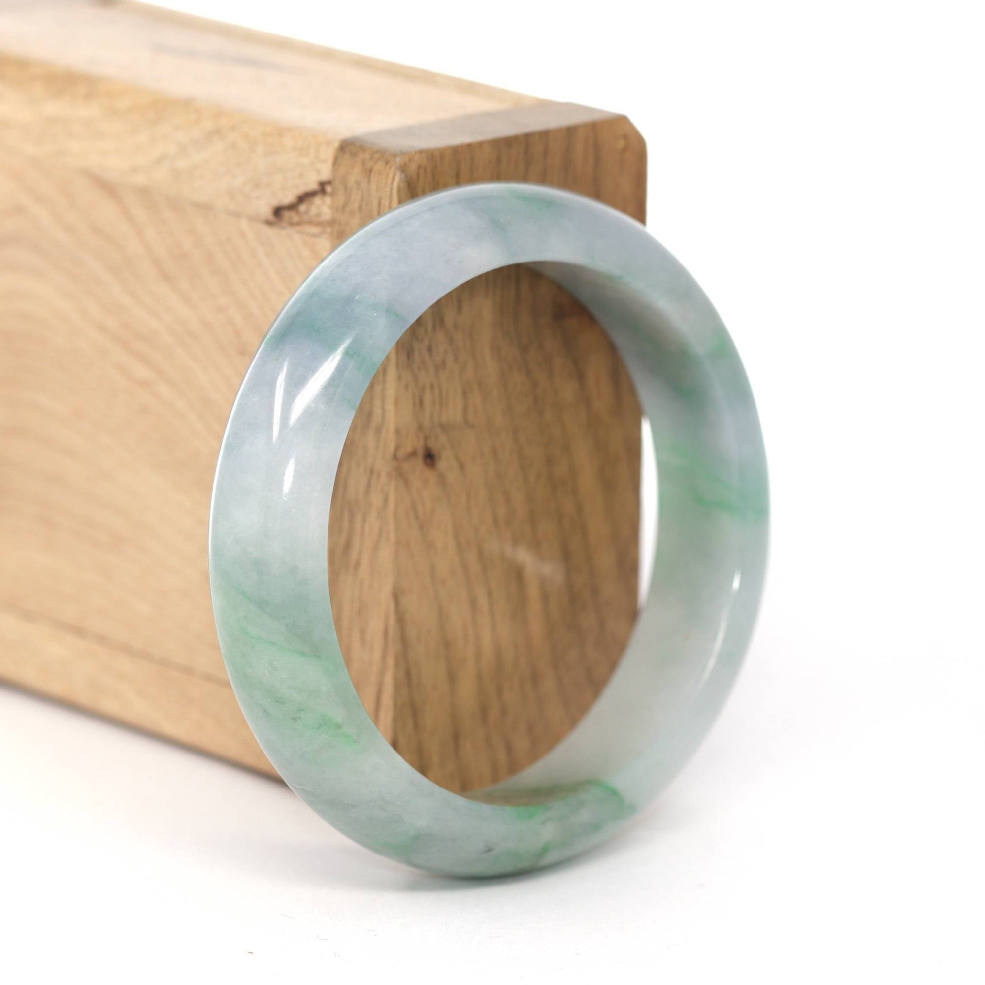 Baikalla Jewelry Jadeite Jade Bangle Bracelet Baikalla "Classic Bangle" Blue Green Natural Burmese Jadeite Jade Bangle (52.61mm) #245