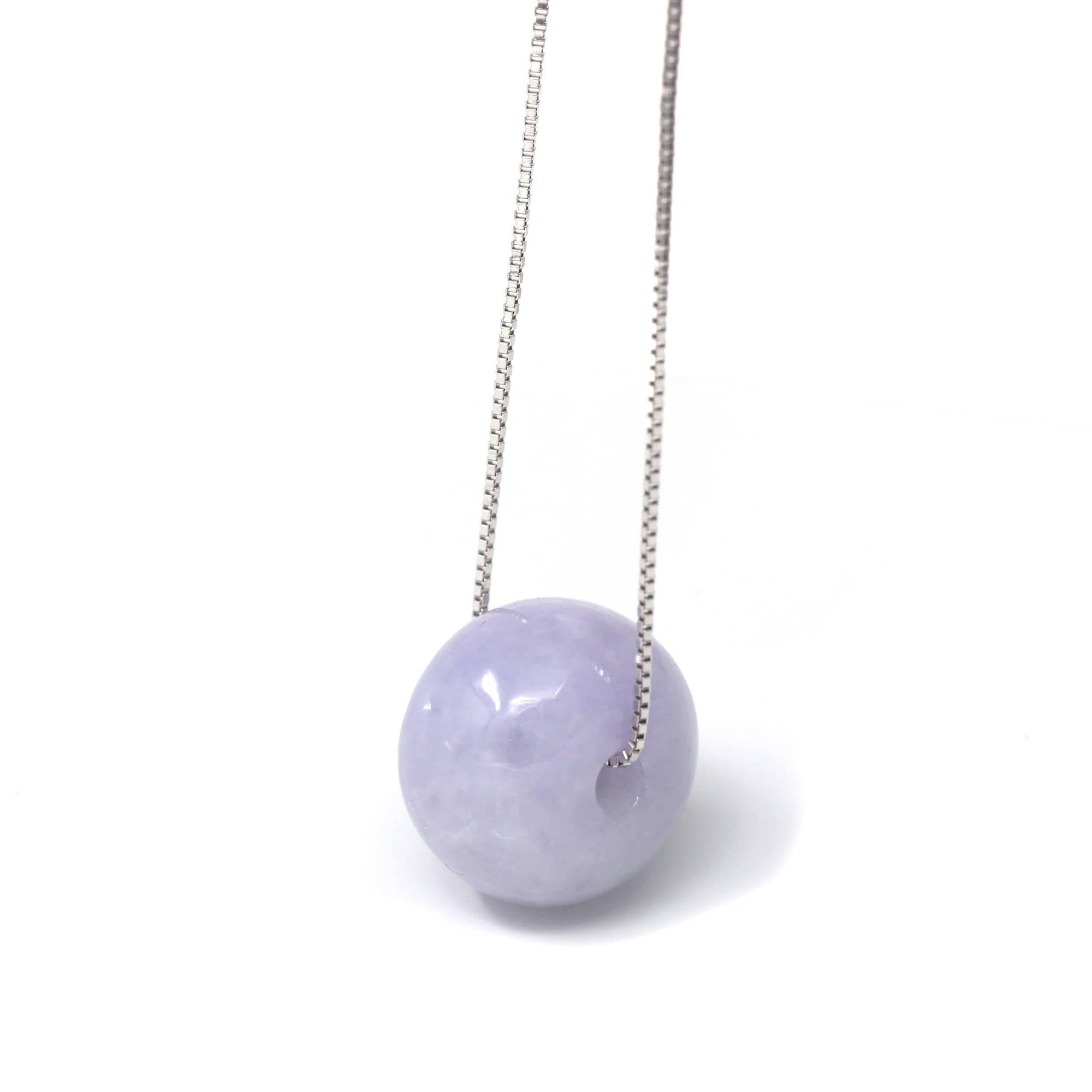 Baikalla Jewelry Jade Pendant Necklace Baikalla™ &quot;Good Luck Button&quot; Necklace Real Lavender Jade Lucky KouKou Pendant Necklace