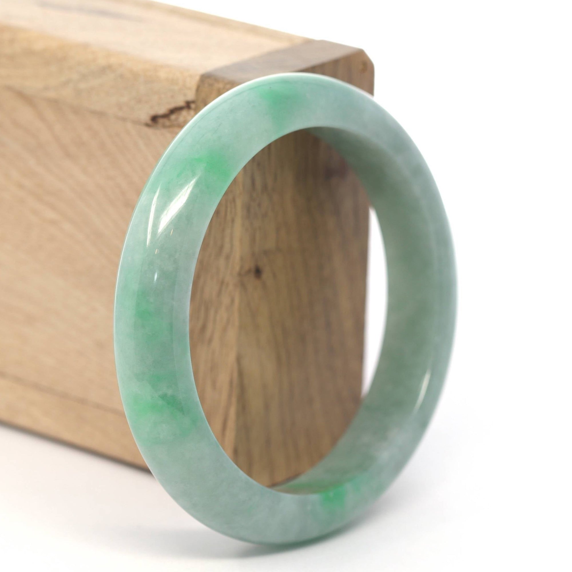 Baikalla Jewelry Jadeite Jade Bangle Bracelet Genuine Burmese Forest Green Jadeite Jade Bangle Bracelet (56 mm) #219