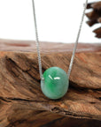 Baikalla Jewelry Jade Pendant Necklace Baikalla™ "Good Luck Button" Necklace Real Deep Green Jade Lucky TongTong Pendant Necklace