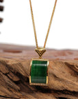 Baikalla Jewelry 18k Gold Jadeite Pendant 18k White Gold Genuine Burmese Jadeite Bamboo Pendant Necklace With Diamond