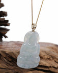 Baikalla Jewelry Jade Guanyin Pendant Necklace Baikalla 14k "Goddess of Compassion" Genuine Burmese Jadeite Jade Guanyin Necklace With Good Luck Design