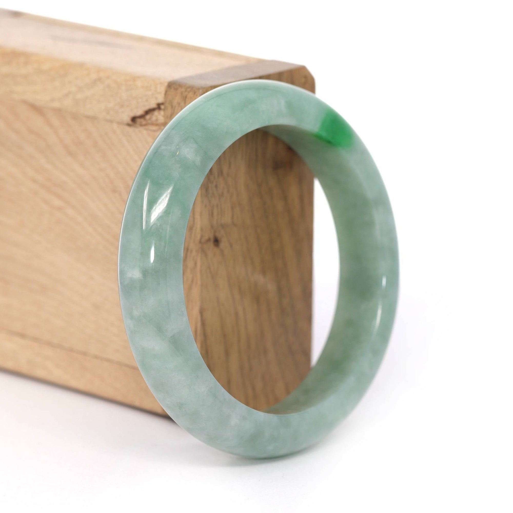 Baikalla Jewelry Jadeite Jade Bangle Bracelet Baikalla &quot;Classic Bangle&quot; Deep Green Natural Burmese Jadeite Jade Bangle ( 55.06mm )