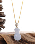 Baikalla Jewelry Jade Pendant Natural Ice Lavender Jadeite Jade "Lucky Money Sack" Necklace With 14k Yellow Gold Diamond Bail