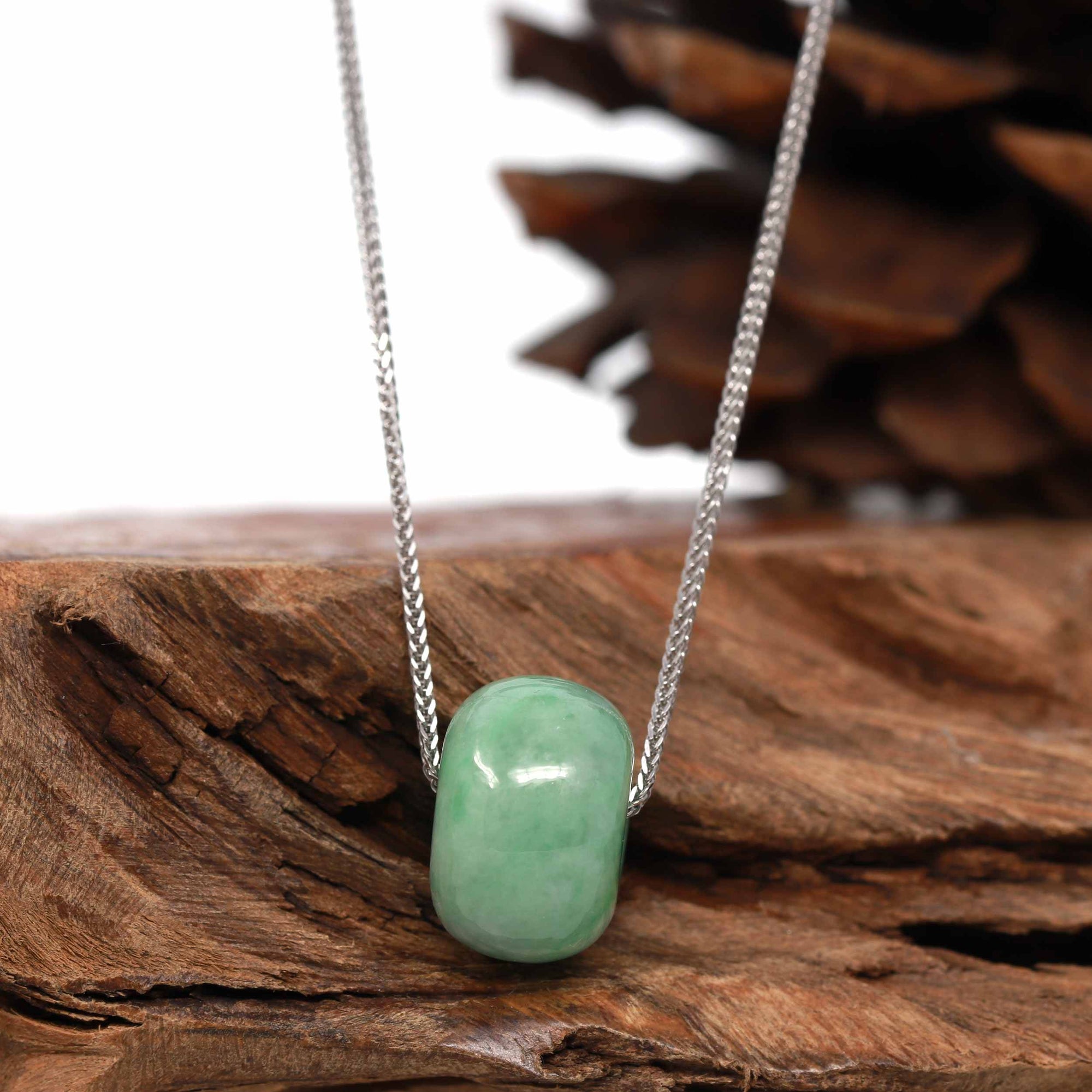 Baikalla Jewelry Jade Pendant Necklace Baikalla™ &quot;Good Luck Button&quot; Necklace Real Rich Green Jade Lucky KouKou Pendant Necklace