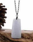 Baikalla Jewelry Jade Pendant Necklace Genuine Light Lavender Jadeite Jade "Good Luck Bamboo" Pendant Necklace With Real Jadeite Bead Necklace