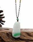 Baikalla Jewelry Jade Pendant Necklace Genuine Green Jadeite Jade Good Luck Bamboo Pendant Necklace With Real Jadeite Bead Necklace