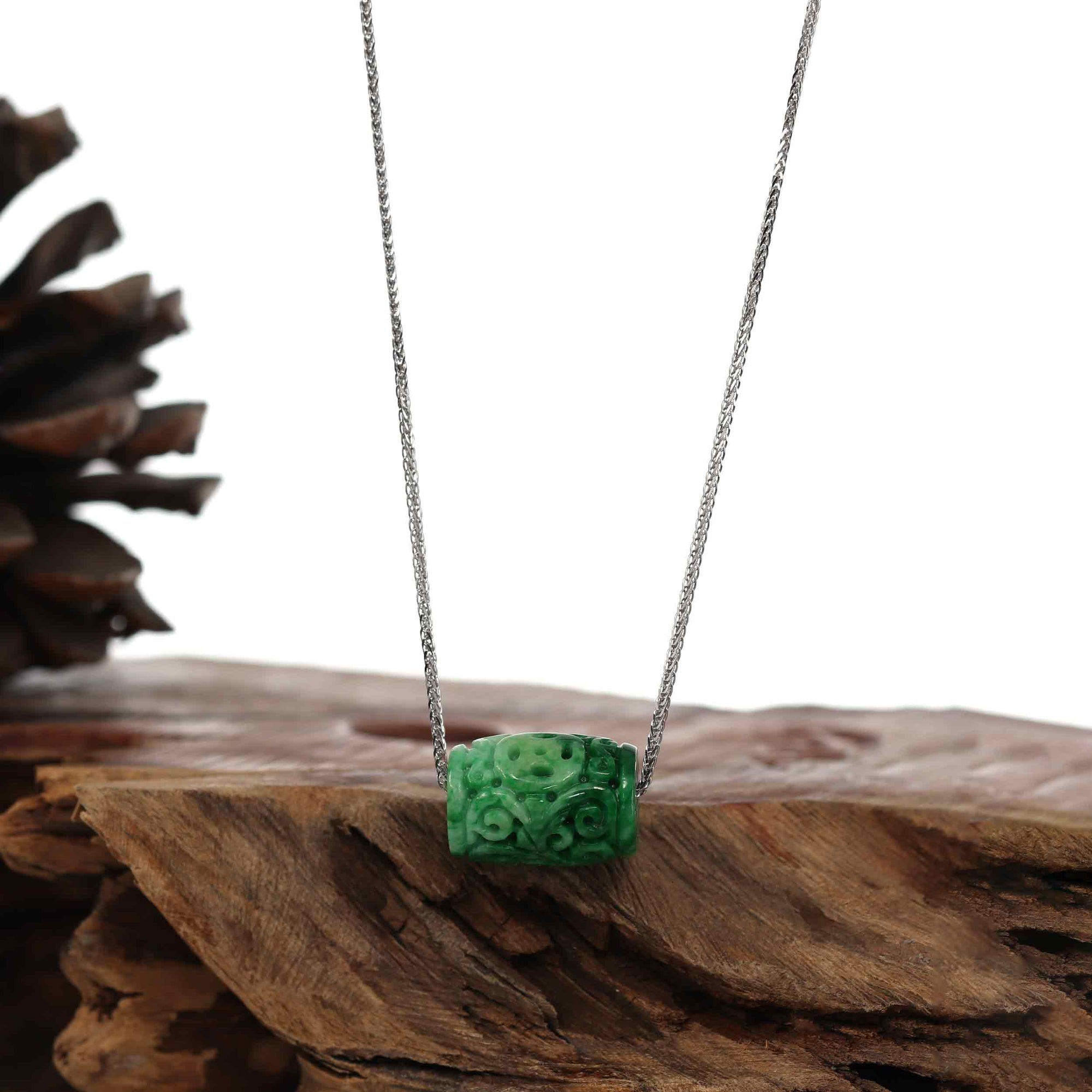 Baikalla Jewelry Jade Pendant Necklace Baikalla™ "Good Luck Button" Necklace Green Jadeite Jade Lucky TongTong Pendant Necklace