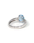 Baikalla Jewelry Gold Topaz Ring 14k White Gold Genuine Swiss Blue Topaz Ring with Diamonds