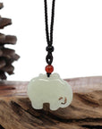 Baikalla Jewelry Jade Pendant Necklace Baikalla™ Genuine HeTian White Nephrite Jade Elephant Pendant Necklace