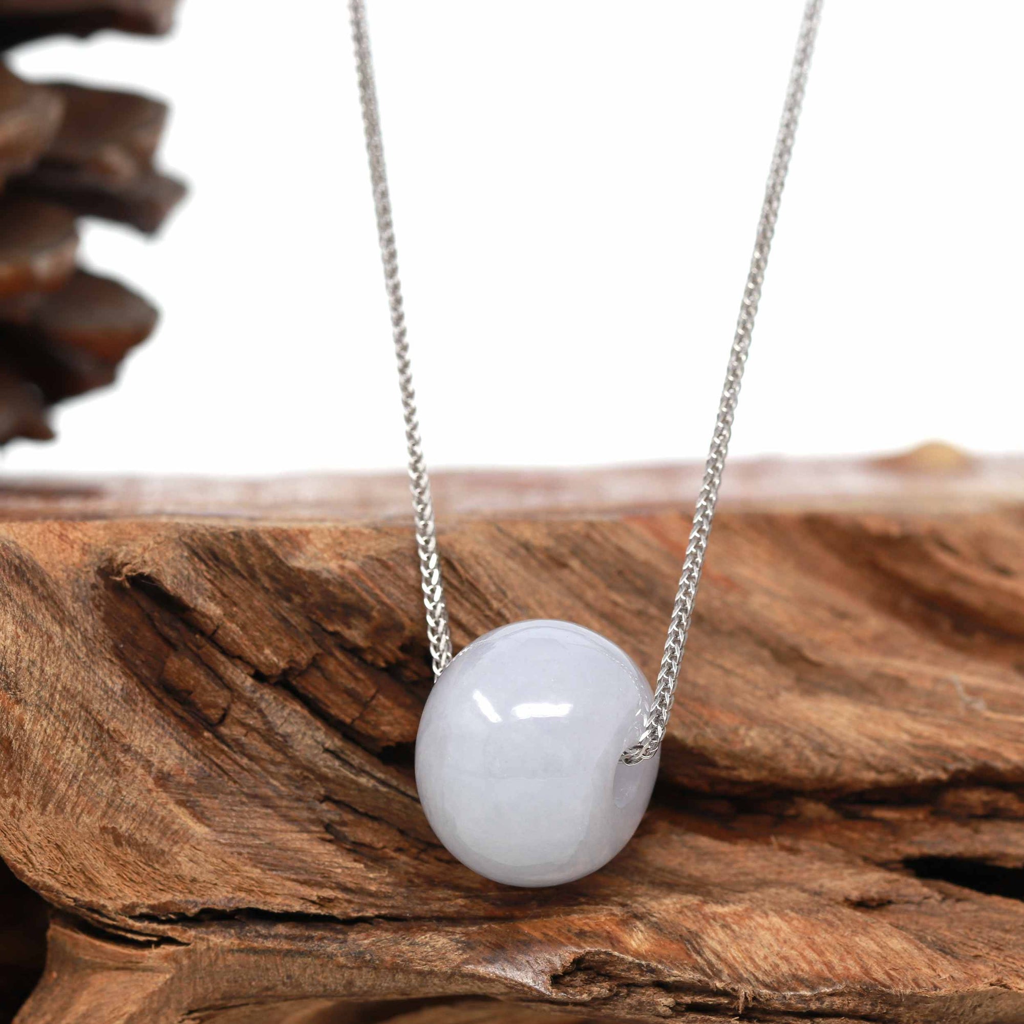 Baikalla Jewelry Jade Pendant Necklace Baikalla™ &quot;Good Luck Button&quot; Necklace Light Lavender Jade Lucky KouKou Pendant Necklace