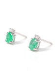 Baikalla Jewelry Gold Gemstone Earrings Baikalla™ 14k Classic White Gold Natural Emerald Dangle Earrings w/Diamonds