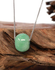 Baikalla Jewelry Jade Pendant Necklace Baikalla™ "Good Luck Button" Necklace Real Vibrant Green Jade Lucky TongTong Pendant Necklace