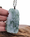 Baikalla Jewelry Jade Carving Necklace "Soring Dragon" Natural Jadeite Jade Blue Green Pendant Necklace For Men, Collectibles.