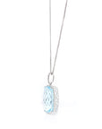 Baikalla Jewelry Gemstone Pendant Necklace 14k White Gold Natural Swiss Blue Topaz Elongated Cushion Necklace With Diamonds