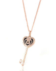 Baikalla Jewelry Gold Jade Necklace Baikalla™ 18k Rose Gold Black Jade Heart Key Necklace With CZ