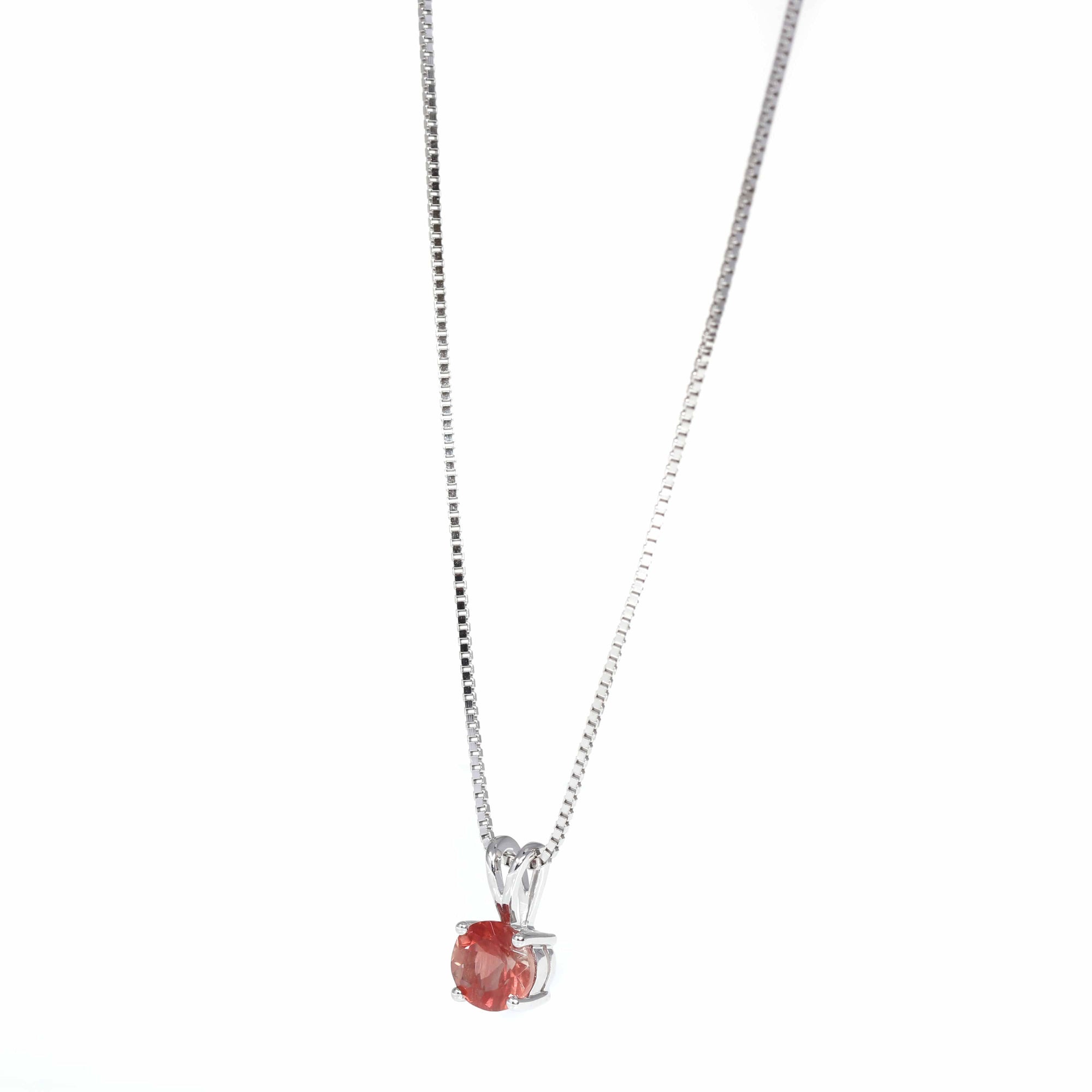 Baikalla Jewelry Silver Sunstone Necklace Sterling Silver Red Ponderosa Sunstone Necklace With Bezel Set white Sapphire