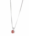 Baikalla Jewelry Silver Sunstone Necklace Sterling Silver Red Ponderosa Sunstone Necklace With Bezel Set white Sapphire