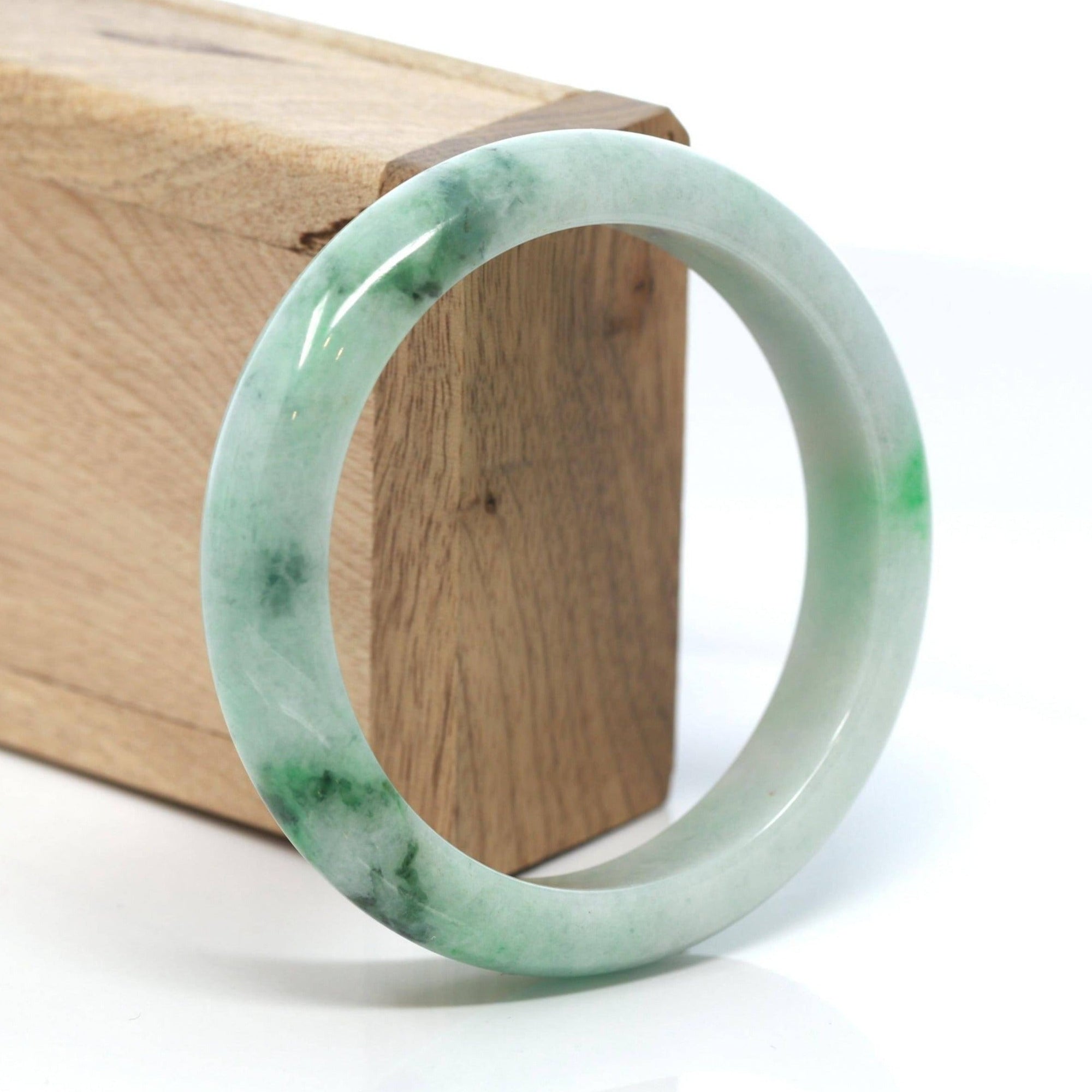 Baikalla Jewelry Jadeite Jade Bangle Bracelet Baikalla™ "Classic Bangle" Genuine Burmese Green Jadeite Jade Bangle Bracelet (58.2 mm) #167