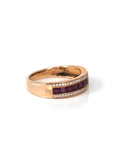 Baikalla Jewelry Gold Sapphire Ring 5 18k Rose Gold Natural Ruby Channel Set Band Ring with Diamonds