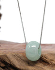 Baikalla Jewelry Jade Pendant Necklace Baikalla "Good Luck Button" Necklace Light Green Jadeite Jade Lucky Tong Tong Necklace