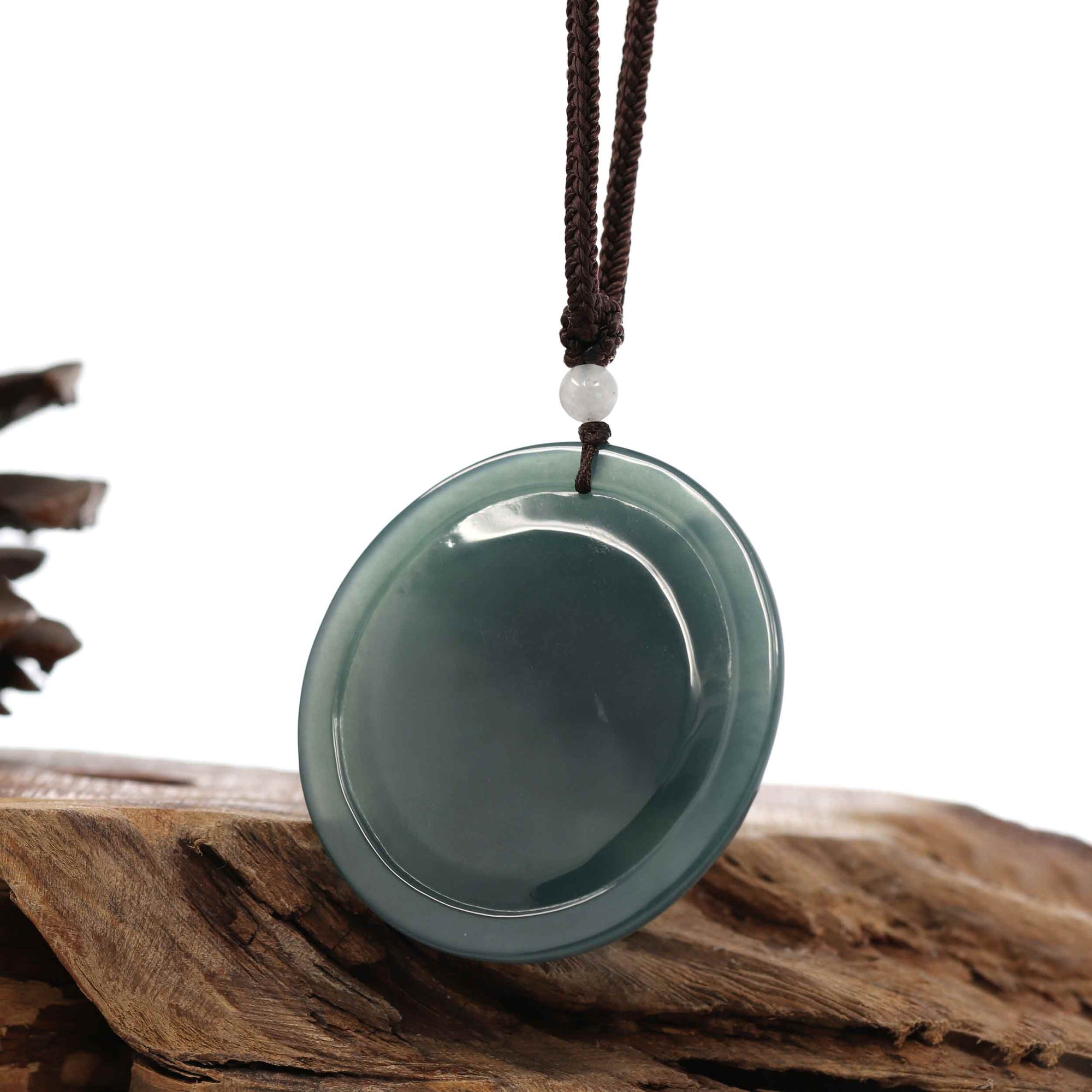 Baikalla Jewelry Jade Carving Necklace Natural Deep Blue Green Jadeite Jade &quot;Roaring Tiger&quot; Pendant Necklace For Men, Collectibles.