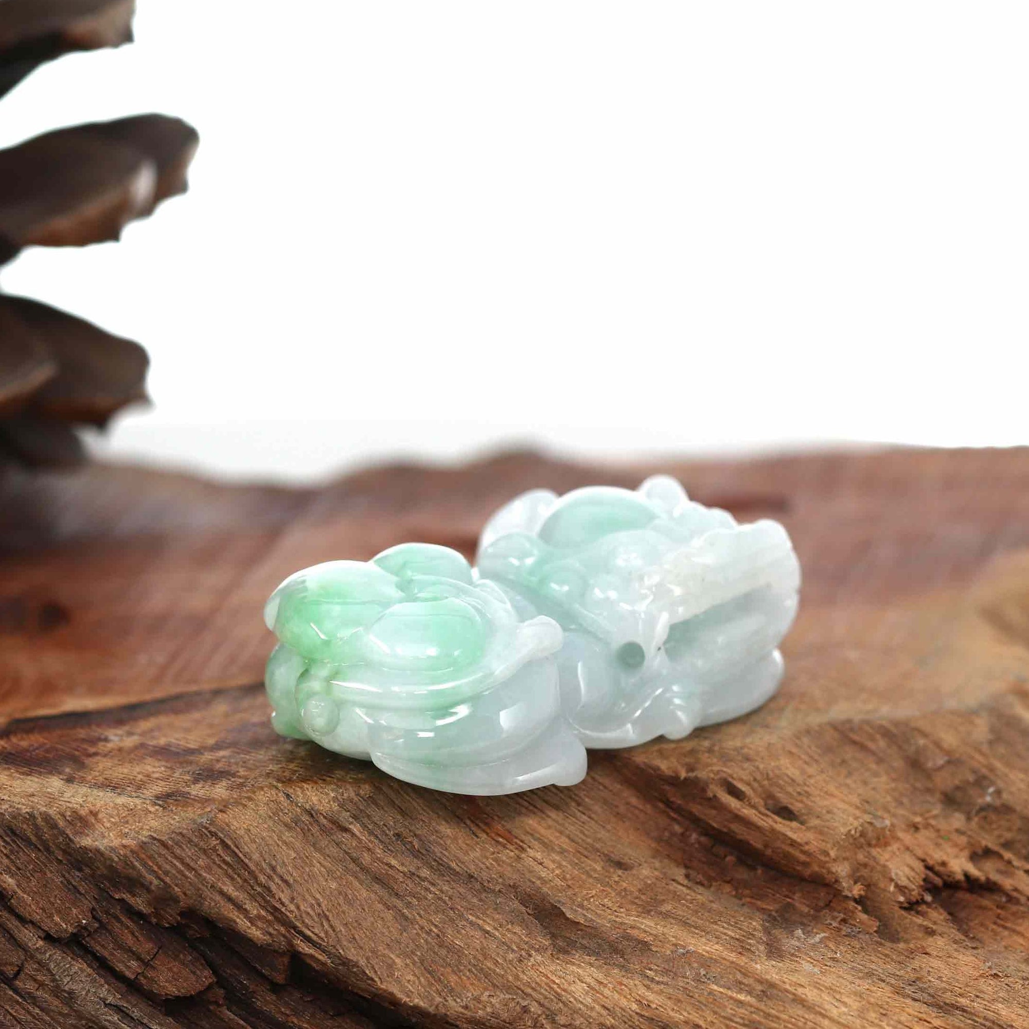 Baikalla Jewelry genuine jadeite carving Genuine Burmese Green Jadeite Jade PiXiu Pendant Necklace