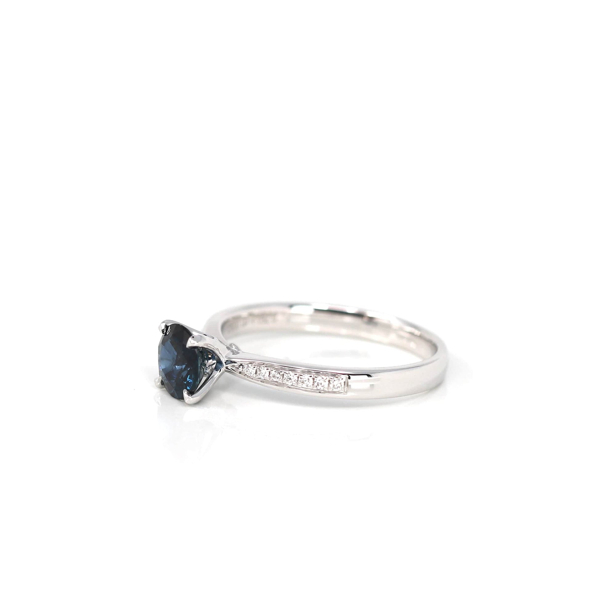 Baikalla Jewelry Gold Sapphire Ring 18k White Gold Natural Blue Sapphire Ring with Diamonds