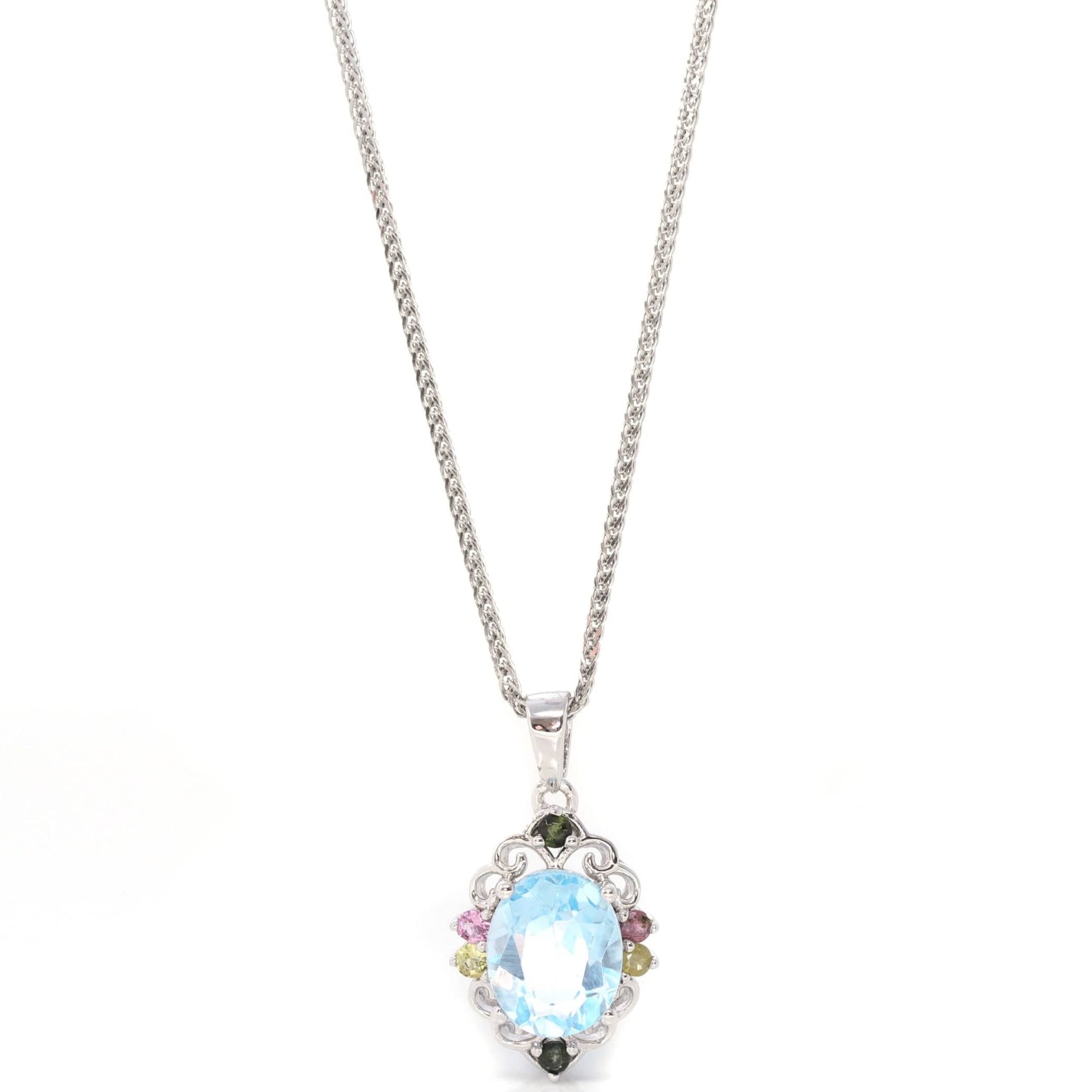 Baikalla Jewelry Topaz Necklace Sterling Silver Topaz Necklace With Tourmaline and Zircon Accent Stones