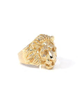 Baikalla Jewelry Gold Diamond Men's Ring 8.5 14k Solid Yellow Gold Nugget Men's Lion Band Ring