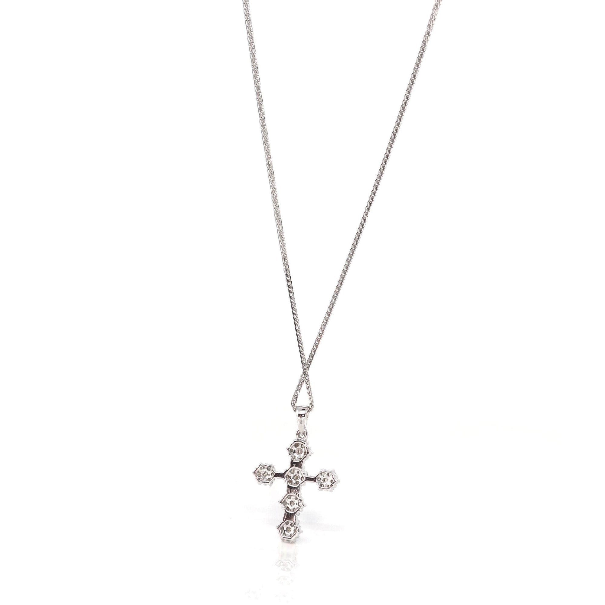 Baikalla Jewelry 18K Pure White Gold Pendant 18K White Gold Cross Pendant Necklace With VS1 Diamonds