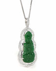 Baikalla Jewelry 18k Gold Jadeite Necklace 18K White Gold High-End Imperial Jadeite Jade "Goddess of Compassion" Guan Yin Necklace with Diamonds