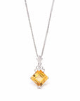 Baikalla Jewelry Gemstone Pendant Necklace Pendant Only 18k White Gold Princess Cut AA Citrine Necklace With Diamonds