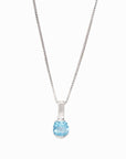 Baikalla Jewelry Gemstone Pendant Necklace Swiss Blue Topaz Baikalla™ 14k White Gold Natural Topaz Prong Set Necklace