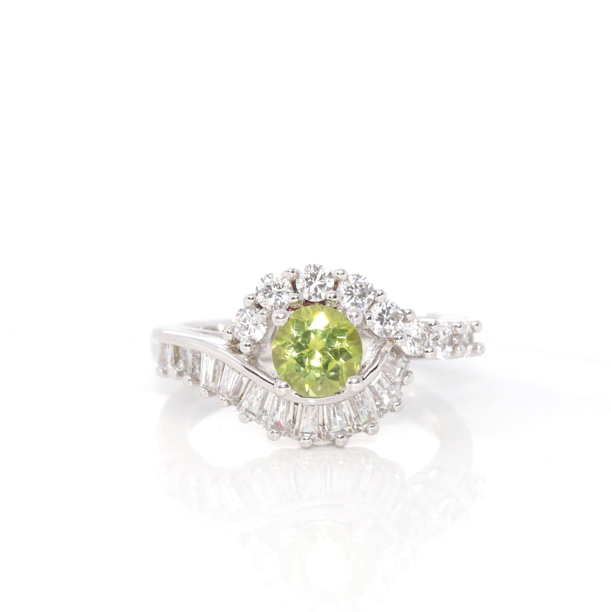 Baikalla Jewelry Sterling Silver Gemstone Ring Baikalla™ Gemstone Collection Sterling Silver Genuine Peridot & CZ Vintage Ring