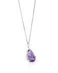 Baikalla Jewelry Gemstone Pendant Necklace 14k White Gold Genuine AAA Royal Amethyst Pendant Necklace