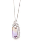 Baikalla Jewelry Silver Topaz Necklace Sterling Silver Natural Ametrine Luxury Pendant Necklace With CZ